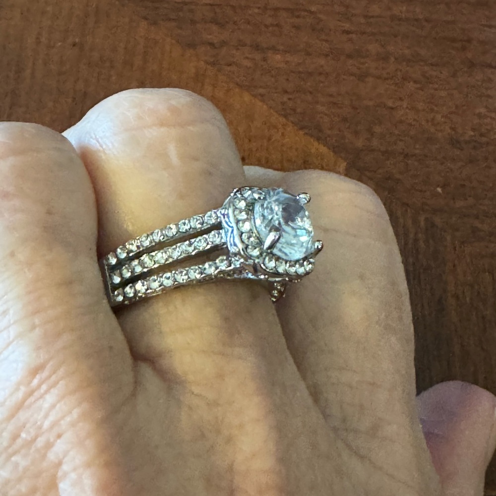 Stunning Brilliant Cubic Zirconia, Triple Band, Luxury, Glam, Engagement Ring - Picture 7 of 10